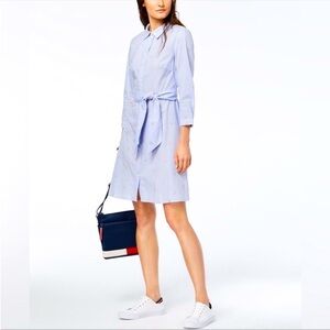 Tommy Hilfiger Light Blue Striped Floral Shirt